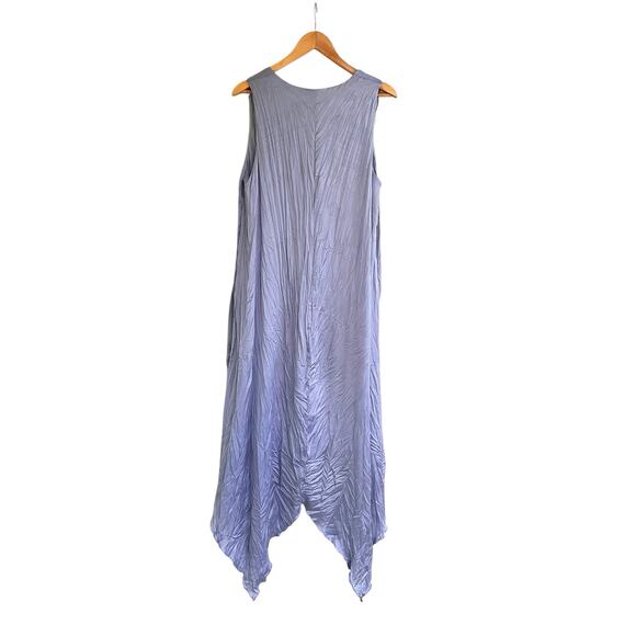 ZARA Satin Wrinkle Midi Shift Dress Lavender Blue Size US Large Party - Picture 5 of 6